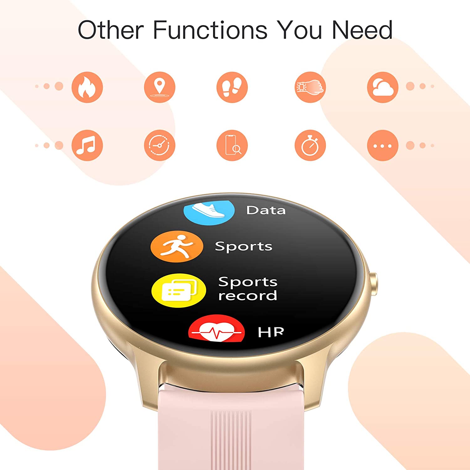 AGPTEK Smart Watch for Women, Smartwatch for Android and iOS Phones IP68 Waterproof Activity Tracker with Full Touch Color Screen Heart Rate Monitor Pedometer Sleep Monitor, Pink - Image 7